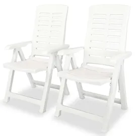 vidaXL Verstellbare Gartenstühle 65,2 x 95,1 x 27,3 cm weiß 2 St.