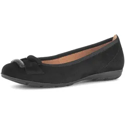 Ballerina GABOR, Damen, Gr. 39, schwarz, Ziegenveloursleder, unifarben, elegant, Schuhe, Businessschuh, Schlupfschuh mit Hovercraft-Luftkammern