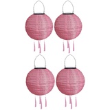 Yeehliny Solar Lampions Außen Wetterfest Solarlampiongs Outdoor Hängend Solar Lampion mit Quasten, 30cm Papierlaterner Aus Nylon, Solar Laterne Solarlampen für Außen Garten Balkon (4pcs/Rosa)