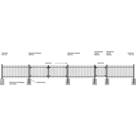 GAH Alberts Zaun-Set 200 x 120 cm Aluminium Schwarz