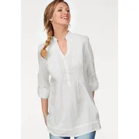 Aniston CASUAL Longbluse, mit dekorativer Biesenverarbeitung, Gr. 38, offwhite,