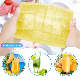 Intirilife 2x Eiswürfelformen in GELB – 2er Set à 24 Fächer Eiswürfel Silikonformen mit Deckel – Barzubehör & Weinzubehör, Barzubehör