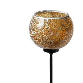 MARELIDA Windlicht Teelichthalter Deko Mosaik Gartenstecker Gartenstab orange