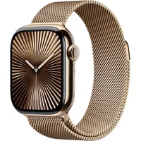 Apple Watch Series 10 GPS + Cellular 42 mm Titangehäuse gold, Milanaise Armband gold