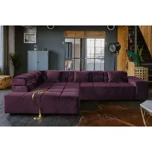 KAWOLA Sofa NEVADA Ecksofa Velvet purple Recamiere links