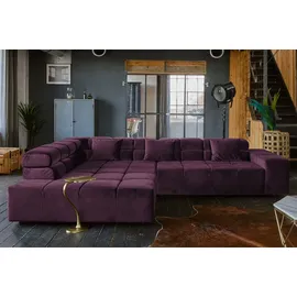 KAWOLA Sofa NEVADA Ecksofa Velvet purple Recamiere links