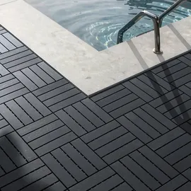 SoBuy Terrassenfliesen Klicksystem Schwarz 45 x 45 cm 45 St.
