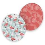 itenga 40x Bierdeckel Untersetzer Sommer Flamingo und Blätter rosa türkis Tischdeko runde Bierdeckel aus Pappe