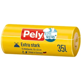 Mülleimer-Beutel Pely® Klimaneutral Zugband-Beutel Extra-stark, 35 Liter, 15 Stück (15 ks)
