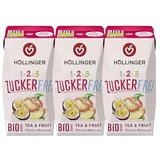 Höllinger Bio Zuckerfreier Tee und Frucht Getränk, Pfirsich-Maracuja, 3x200ml Tetra Pack, Vegan