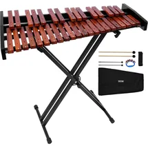 Vevor Glockenspiel, 37 Noten, professionelles Xylophon-Schlaginstrument aus Holz, mit höhenverstellbarem Ständer aus Kohlenstoffstahl, 4 Schlägeln, Tragetasche, Musikinstrumenten-Set für Anfänger