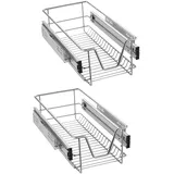 LZQ Teleskopschublade Küchenschublade 2x 30cm Küchenschrank Korbauszug Schrankauszug Schlafzimmerschränke Korbauszug Vollauszug Schublade