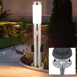 V-Tac Edelstahl Steh Lampe Außen Steckdosen Bewegungsmelder Garten Wege Leuchte silber 8977