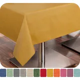 Beautex Tischdecke Leinenoptik wasserabweisend, fleckabweisend und pflegeleicht (1-tlg) gelb Rund | 140 cm x 140 cm