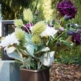 2474U Kunstblumenstrauß lila weiß, Künstliches Blumen-Bouquet 60 cm Renate - Blau/Lila/Weiß/Grün