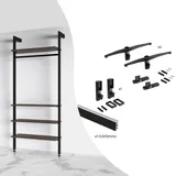 Emuca Bracket Set für 4 Holzböden und 1 Hängestange 1 m Aluminium schwarz