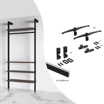 Emuca Bracket Set für 4 Holzböden und 1 Hängestange 1 m Aluminium schwarz