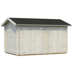 PALMAKO Blockbohlenhaus »Jari«, Holz, BxHxT: 440 x 251 x 240 cm (Außenmaße inkl. Dachüberstand) - braun