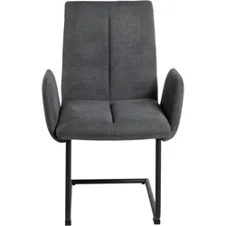 Esszimmerstuhl DUO COLLECTION "Emmy Freischwinger", grau (anthrazit, schwarz), B:65cm H:98cm T:60cm, Polyester, Stühle, Armlehnenstuhl, mit Fußgleiter für die Sicherheit, 110 kg belastbar