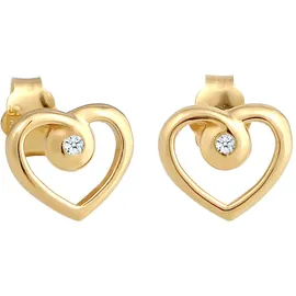 Diamore Elli DIAMONDS Ohrringe Damen Ohrstecker Herz Liebe mit Diamant (0.03 ct.) in 585 Gelbgold