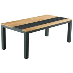 Robuster Outdoor-Tisch in Anthrazit mit pflegeleichter Holzoptik