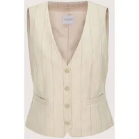 Madeleine Kurzweste MADELEINE "Weste Elegante Nadelstreifen-Weste mit Knöpfen", Damen, Gr. 48, weiß (perlweiß, beige, melange), Obermaterial: 73% Polyester PES. 24% Viskose CV. 3% Elasthan EL., Modern, V-Ausschnitt, Westen, Verkürzte Form