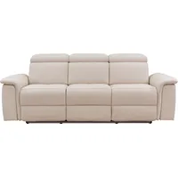 3-Sitzer PLACES OF STYLE "Pareli 229cm, manuelle u. elektr. Relaxfunktion in 2 Sitzen" Sofas Gr. B/H/T: 229cm x 98cm x 142cm, Webstoff, elektrische Relaxfunktion auf linker und rechter Seite, beige (creme) USB, KT-Verstellung, LED Beleuchtung, in Echtleder, Kunstleder, Web