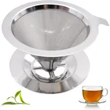 Permanenter Kaffeefilter aus Edelstahl, Konusfilter mit Basis, papierloser für 1-2 Tassen