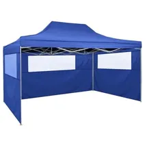 vidaXL Faltzelt 3 x 4,5 m inkl. Seitenteile blau