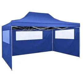 vidaXL Faltzelt 3 x 4,5 m inkl. Seitenteile blau