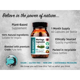 DR WAKDE's Moringa Kapseln (Moringa oleifera) 60 Veg Caps Ayurveda-Ergänzung, Vegan, Kräuter, Natürlich)
