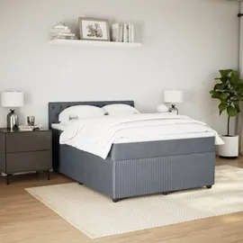 vidaXL Boxspringbett mit Matratze Dunkelgrau 140x200 cm Samt