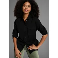 KangaROOS Hemdjacke KANGAROOS, Damen, Gr. 40/42, blau (schwarz), Web, Obermaterial: 70% Viskose, 25% Polyester, 5% Elasthan, figurumspielend hüftbedeckend, abgesteppt, Jacken, Overshirt mit Knopfleiste