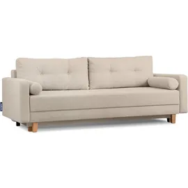 Konsimo Schlafcouch Stoff 3-Sitzer Creme