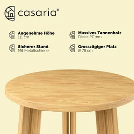 CASARIA Stehtisch Ø 78 x 111 cm natur klappbar