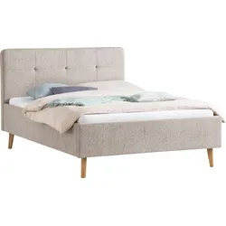 Polsterbett MEISE.MÖBEL "Smart", grau (taupe), L:214cm, Betten, Kopfteil mit Knopfheftung, in zwei Größen erhältlich