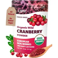 Gefriergetrocknetes Bio Cranberry-Pulver, 100% Ganze Cranberries, Getrocknet und Gemahlen, Wilde Nordische Ungesüßte Cranberries, 171 g, ohne Zuckerzusatz, Zusatzstoffe und Konservierungsmittel