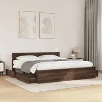 VidaXL Bettgestell mit Kopfteil Braun Eichen-Optik 200x200 cm