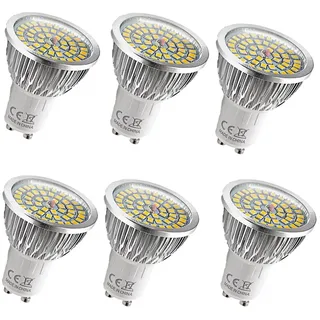 OUGEER 6 Stück GU10 6W LED Lampen, Ersatz für 60W Halogenlampen, 600LM, Warmweiß 3000K, 120°Strahlwinkel, GU10 LED Lampe,GU10 LED Birnen, GU10 LED Leuchtmittel Nicht-dimmbar AC 220-240V