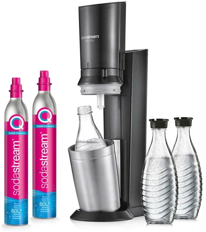 SodaStream Crystal 3.0 CQC Wassersprudler Titan 3x Karaffen + 2x Zylinder