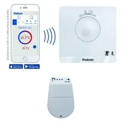 Theben 8169150 Digital-Uhrenthermostat, Wochenprogramm, App-Bedienung, externe Schaltbox RAMSES 816 BLE