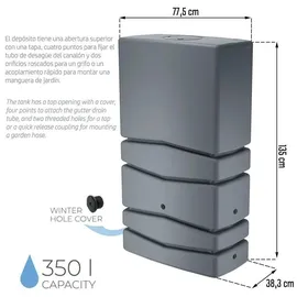 Prosperplast Regenwasserbehälter Aqua Tower 350 l hellgrau