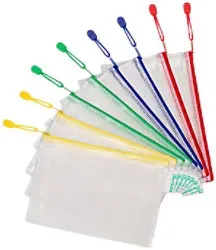 Djois Aufbewahrungstaschen DIN A5 Reißverschluss PVC (Polyvinylchlorid) Querformat 19,5 (B) x 26 (T) x 2,5 (H) cm Farbig Sortiert 8 Stück