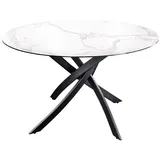 riess-ambiente Esstisch ALPINE 120cm weiß / schwarz (Einzelartikel, 1-St), Keramik · Glas · Metall · rund · Marmor-Design · 6 Personen · Modern weiß