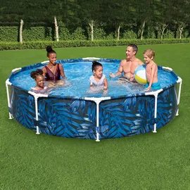 BESTWAY Steel Pro Frame Pool Ø 305 x 66 cm, tropisches Blatt-Design