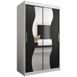 abiks möbel Schwebetürenschrank MADRYT 120 x 200 x 62 cm Schwarz/Weiß