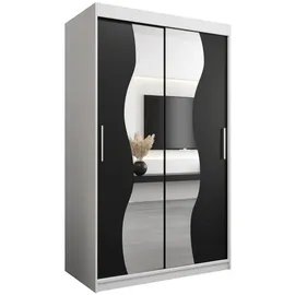 abiks möbel Schwebetürenschrank MADRYT 120 x 200 x 62 cm Schwarz/Weiß