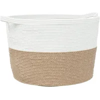 VidaXL Wäschekorb Braun und Weiß Ø60x36 cm Baumwolle