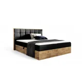 Fun Möbel Boxspringbett Schlafzimmerbett KALYPSO 180x200cm Stoff Schwarz, inkl. Bettkasten - Schwarz