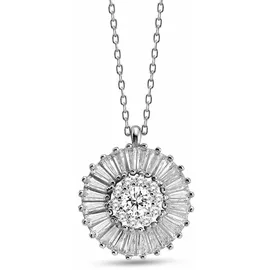 dKeniz Kette mit Anhänger Zirkonia Sun weiß / Silber